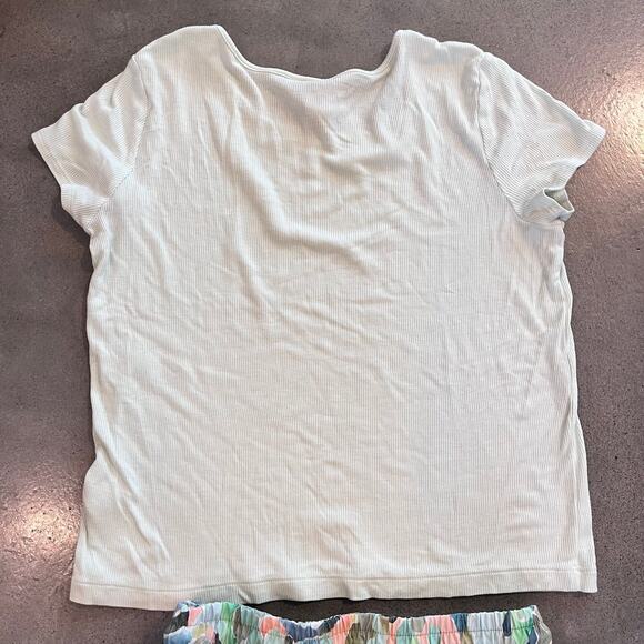 Athleta Girl light green tshirt mosaic color running shorts girls L size 12 set - Picture 5 of 7